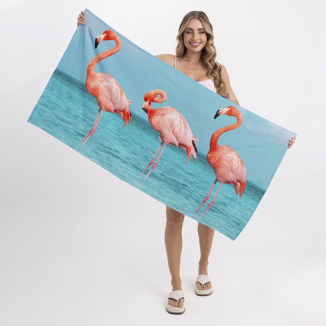 Toalha de Praia Texmil – Flamingo Poses