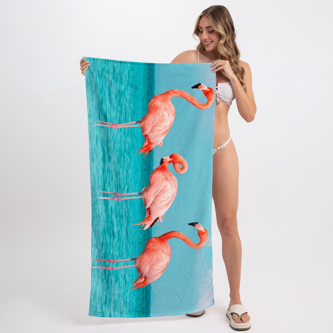 Toalha de Praia Texmil – Flamingo Poses